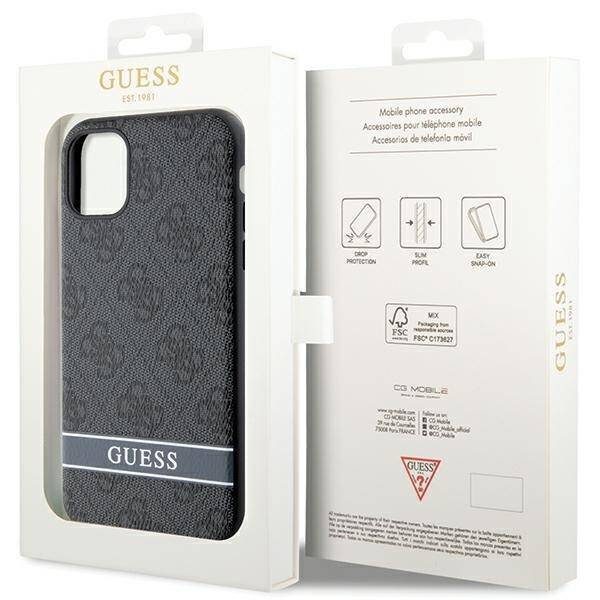 GUESS GUHCN61P4SNK IPHONE 11 / XR SZARY/GREY HARDCASE 4G STRIPE