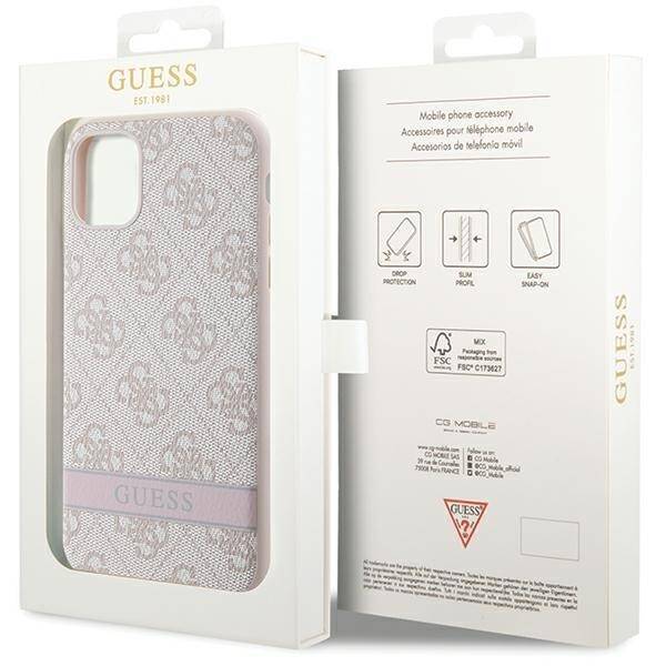 GUESS GUHCN61P4SNP IPHONE 11 / XR RÓŻOWY/PINK HARDCASE 4G STRIPE