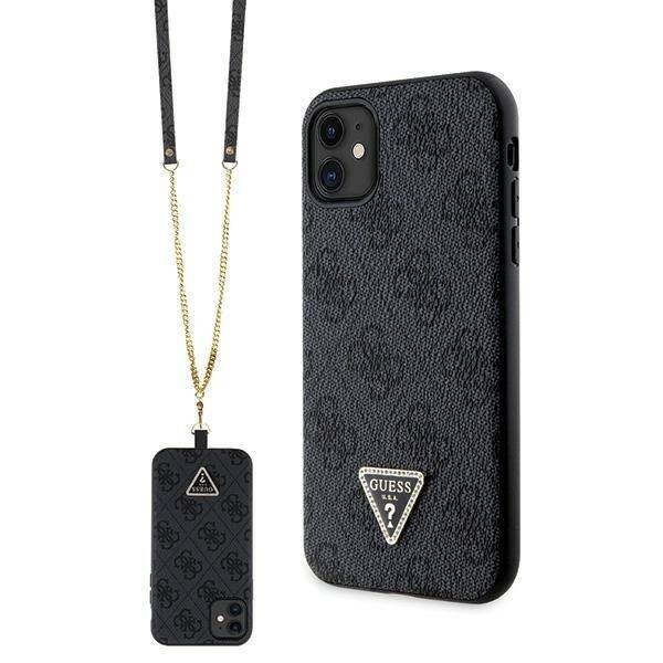 GUESS GUHCN61P4TDSCPK IPHONE 11 / XR 6.1" CZARNY/BLACK HARDCASE CROSSBODY 4G METAL LOGO