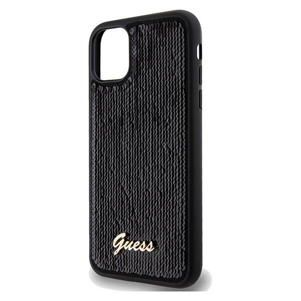 GUESS GUHCN61PSFDGSK IPHONE 11 / XR 6.1" CZARNY/BLACK HARDCASE SEQUIN SCRIPT METAL