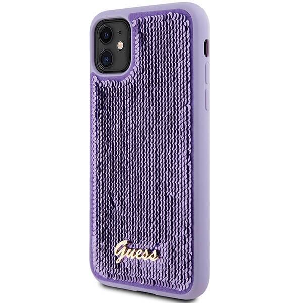 GUESS GUHCN61PSFDGSU IPHONE 11 / XR 6.1" FIOLETOWY/PURPLE HARDCASE SEQUIN SCRIPT METAL