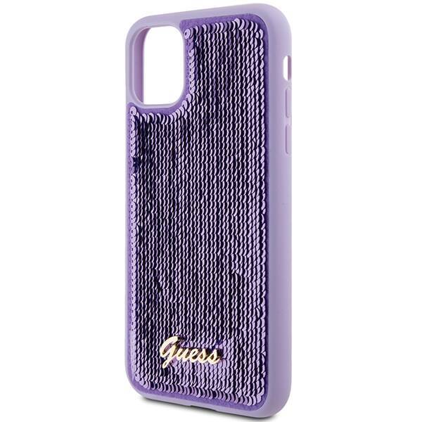 GUESS GUHCN61PSFDGSU IPHONE 11 / XR 6.1" FIOLETOWY/PURPLE HARDCASE SEQUIN SCRIPT METAL