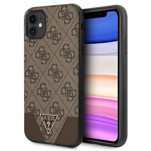 GUESS GUHCN61PU4GHBR IPHONE 11 6,1" / XR 6,1" BRĄZOWY/BROWN HARDCASE 4G TRIANGLE COLLECTION