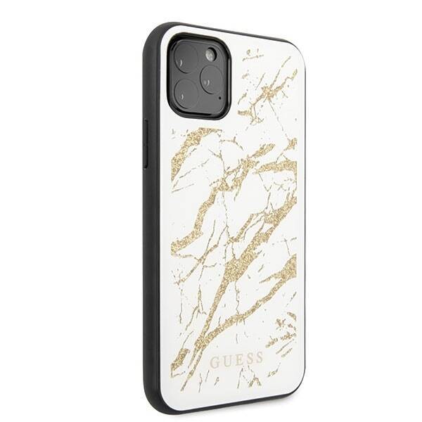 GUESS GUHCN65MGGWH IPHONE 11 PRO MAX BIAŁY/WHITE HARD CASE GLITTER MARBLE GLASS