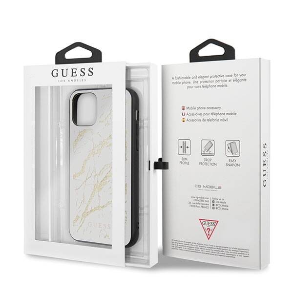 GUESS GUHCN65MGGWH IPHONE 11 PRO MAX BIAŁY/WHITE HARD CASE GLITTER MARBLE GLASS