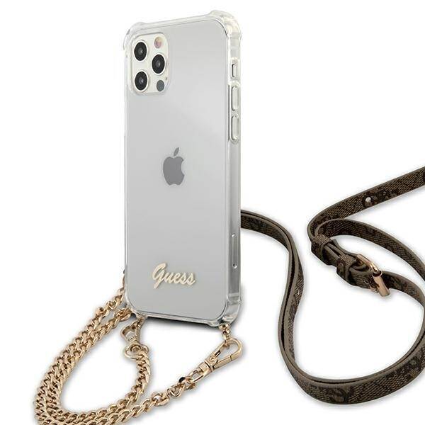 GUESS GUHCP12LKC4GSGO IPHONE 12 PRO MAX 6,7" TRANSPARENT HARDCASE 4G GOLD CHAIN