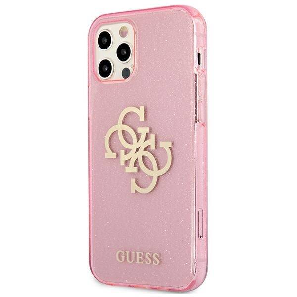 GUESS GUHCP12LPCUGL4GPI IPHONE 12 PRO MAX 6,7" RÓŻOWY/PINK HARD CASE GLITTER 4G BIG LOGO