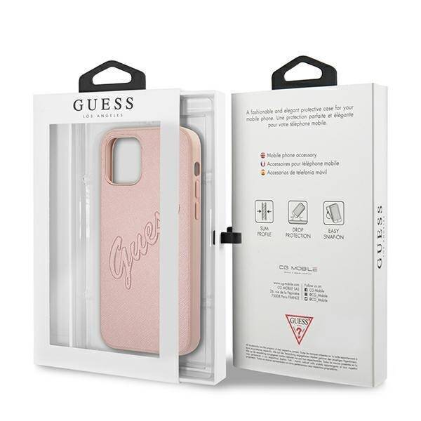 GUESS GUHCP12LRSAVSRG IPHONE 12 PRO MAX 6,7" RÓŻOWY/PINK HARDCASE SAFFIANO VINTAGE SCRIPT