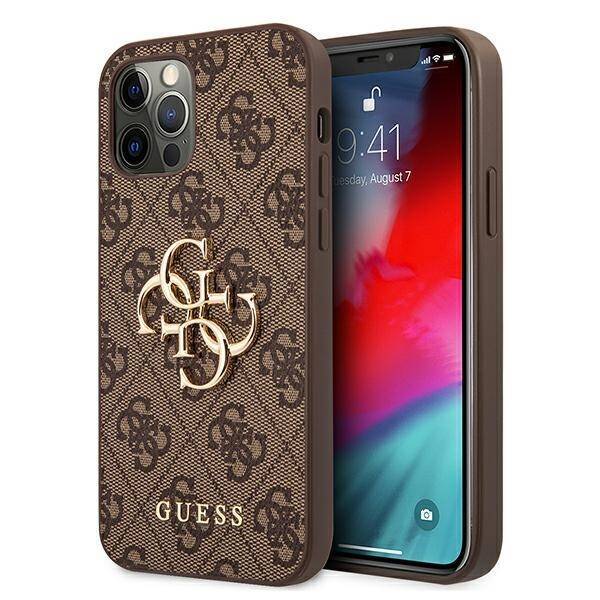 GUESS GUHCP12M4GMGBR IPHONE 12/12 PRO 6,1" BRĄZOWY/BROWN HARDCASE 4G BIG METAL LOGO