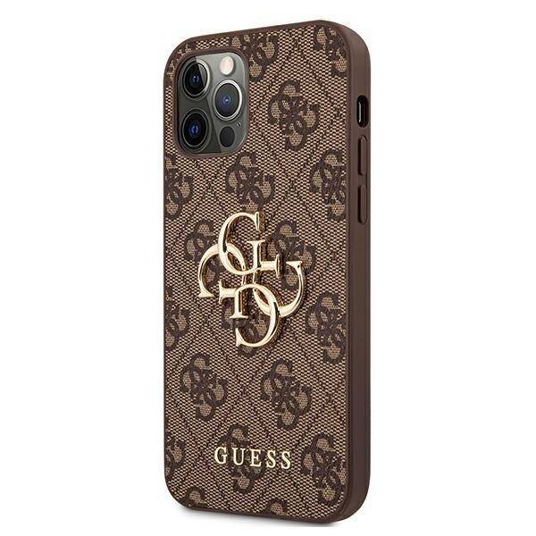 GUESS GUHCP12M4GMGBR IPHONE 12/12 PRO 6,1" BRĄZOWY/BROWN HARDCASE 4G BIG METAL LOGO