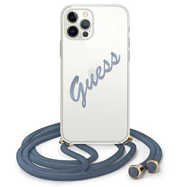 GUESS GUHCP12MCRTVSBL IPHONE 12/12 PRO 6,1" NIEBIESKI/BLUE HARDCASE SCRIPT VINTAGE