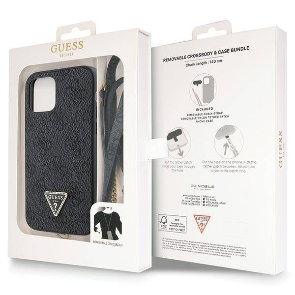 GUESS GUHCP12MP4TDSCPK IPHONE 12 / 12 PRO 6.1" CZARNY/BLACK HARDCASE CROSSBODY 4G METAL LOGO