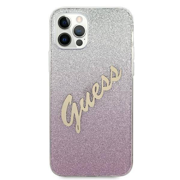 GUESS GUHCP12MPCUGLSPI IPHONE 12/12 PRO 6,1" RÓŻOWY/PINK HARDCASE GLITTER GRADIENT SCRIPT