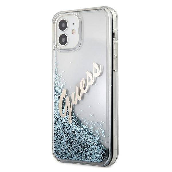 GUESS GUHCP12SGLVSBL IPHONE 12 MINI 5,4" NIEBIESKI/BLUE HARDCASE GLITTER VINTAGE SCRIPT