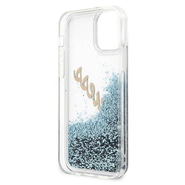 GUESS GUHCP12SGLVSBL IPHONE 12 MINI 5,4" NIEBIESKI/BLUE HARDCASE GLITTER VINTAGE SCRIPT