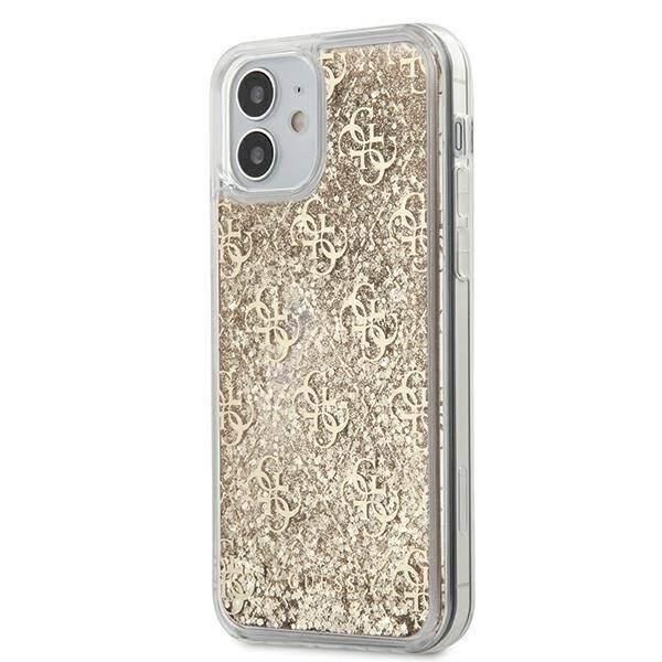 GUESS GUHCP12SLG4GSLG IPHONE 12 MINI 5,4" ZŁOTY/GOLD HARDCASE 4G LIQUID GLITTER