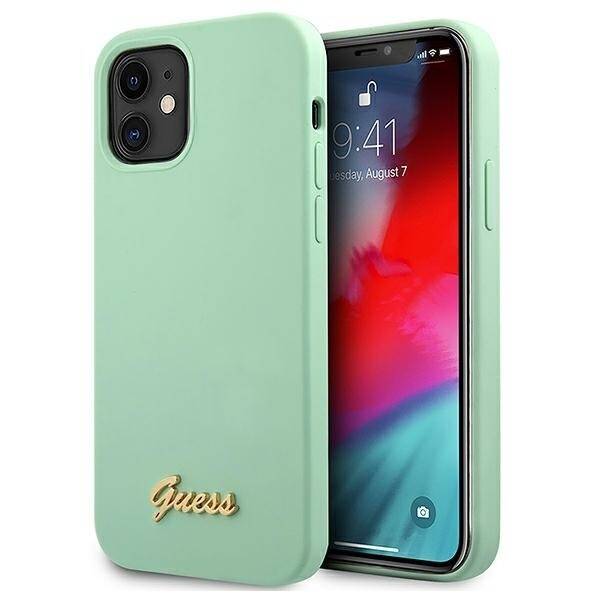 GUESS GUHCP12SLSLMGGN IPHONE 12 MINI 5,4" ZIELONY/GREEN HARDCASE METAL LOGO SCRIPT