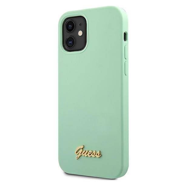 GUESS GUHCP12SLSLMGGN IPHONE 12 MINI 5,4" ZIELONY/GREEN HARDCASE METAL LOGO SCRIPT