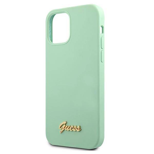 GUESS GUHCP12SLSLMGGN IPHONE 12 MINI 5,4" ZIELONY/GREEN HARDCASE METAL LOGO SCRIPT