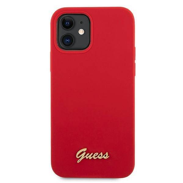 GUESS GUHCP12SLSLMGRE IPHONE 12 MINI 5,4" CZERWONY/RED HARDCASE METAL LOGO SCRIPT