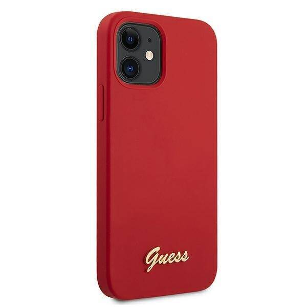 GUESS GUHCP12SLSLMGRE IPHONE 12 MINI 5,4" CZERWONY/RED HARDCASE METAL LOGO SCRIPT