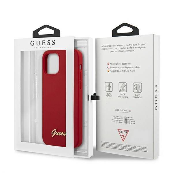 GUESS GUHCP12SLSLMGRE IPHONE 12 MINI 5,4" CZERWONY/RED HARDCASE METAL LOGO SCRIPT