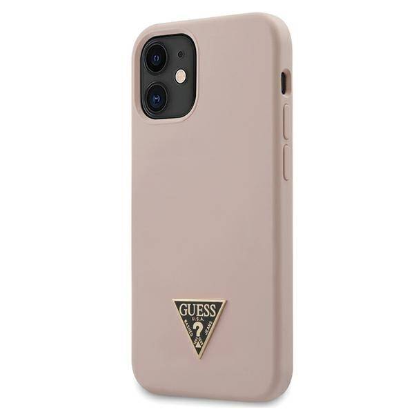 GUESS GUHCP12SLSTMLP IPHONE 12 MINI 5,4" JASNORÓŻOWY/LIGHT PINK HARDCASE SILICONE TRIANGLE LOGO