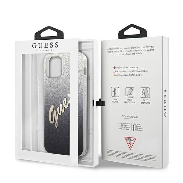 GUESS GUHCP12SPCUGLSBK IPHONE 12 MINI 5,4" CZARNY/BLACK HARDCASE GLITTER GRADIENT SCRIPT