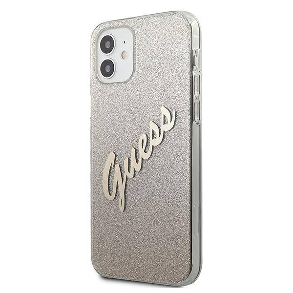 GUESS GUHCP12SPCUGLSGO IPHONE 12 MINI 5,4" ZŁOTY/GOLD HARDCASE GLITTER GRADIENT SCRIPT