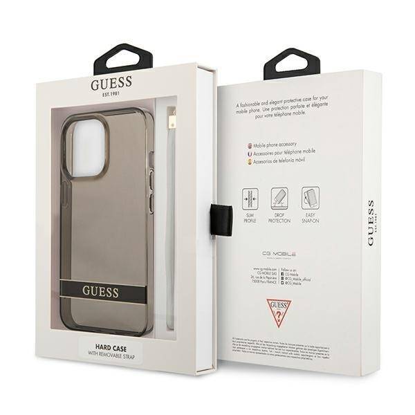 GUESS GUHCP13LHTSGSK IPHONE 13 PRO / 13 6,1" CZARNY/BLACK HARDCASE TRANSLUCENT STAP