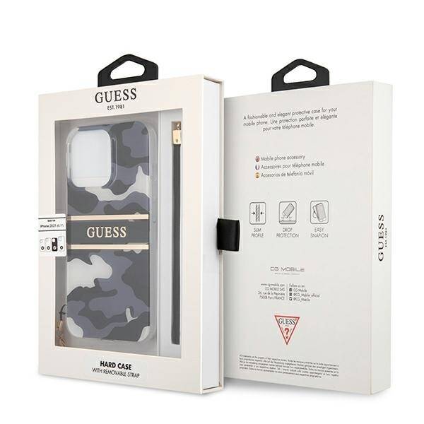 GUESS GUHCP13LKCABBK IPHONE 13 PRO / 13 6,1" CZARNY/BLACK HARDCASE CAMO STRAP COLLECTION