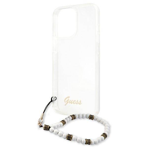 GUESS GUHCP13LKPSWH IPHONE 13 PRO / 13 6,1" TRANSPARENT HARDCASE WHITE PEARL