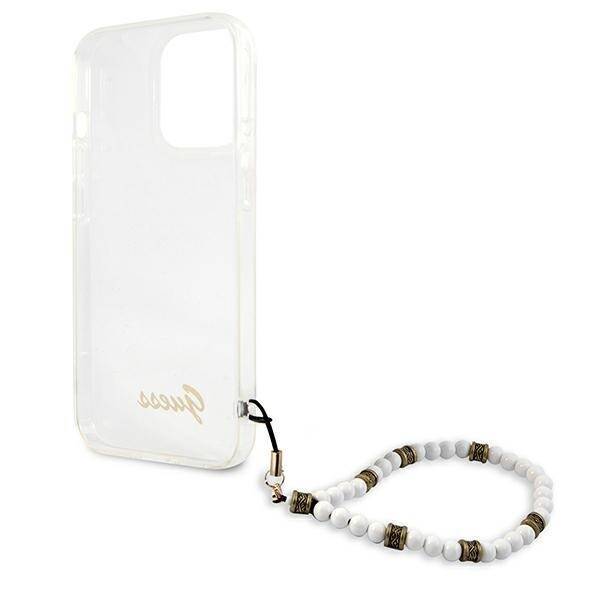 GUESS GUHCP13LKPSWH IPHONE 13 PRO / 13 6,1" TRANSPARENT HARDCASE WHITE PEARL