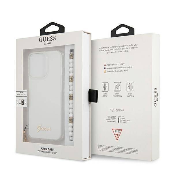 GUESS GUHCP13LKPSWH IPHONE 13 PRO / 13 6,1" TRANSPARENT HARDCASE WHITE PEARL