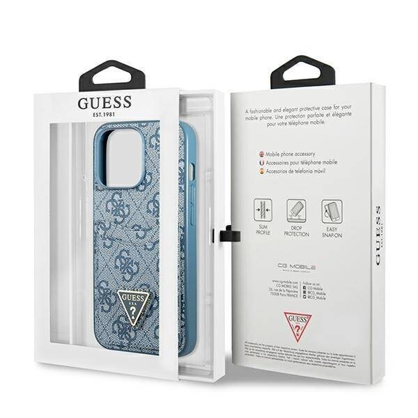 GUESS GUHCP13LP4TPB IPHONE 13 PRO / 13 6,1" NIEBIESKI/BLUE HARDCASE 4G TRIANGLE LOGO CARDSLOT