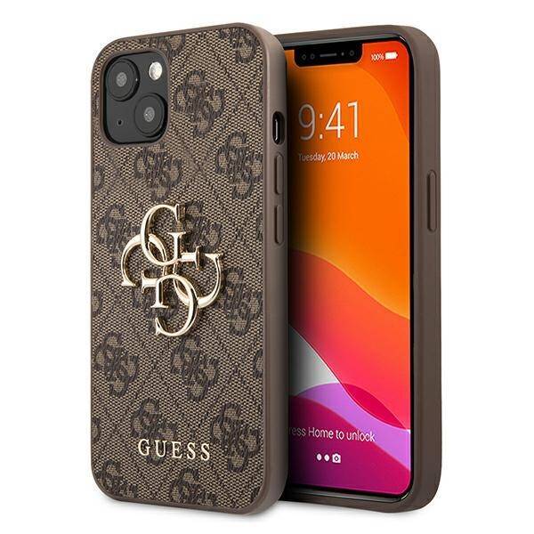 GUESS GUHCP13M4GMGBR IPHONE 13 / 14 / 15 BRĄZOWY/BROWN HARDCASE 4G BIG METAL LOGO