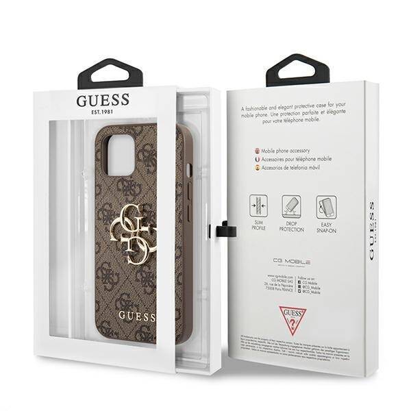 GUESS GUHCP13M4GMGBR IPHONE 13 / 14 / 15 BRĄZOWY/BROWN HARDCASE 4G BIG METAL LOGO