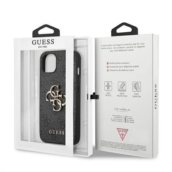 GUESS GUHCP13M4GMGGR IPHONE 13 / 14 / 15 6.1" SZARY/GREY HARDCASE 4G BIG METAL LOGO