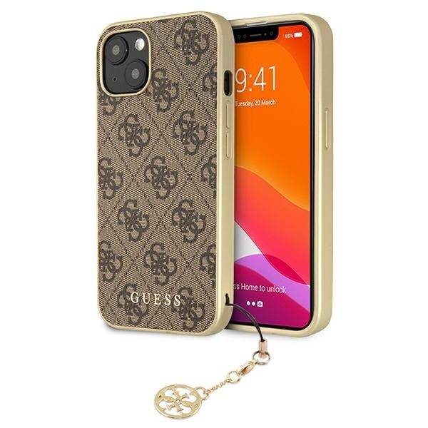 GUESS GUHCP13MGF4GBR IPHONE 13 / 14 / 15 6.1" BRĄZOWY/BROWN HARDCASE 4G CHARMS COLLECTION