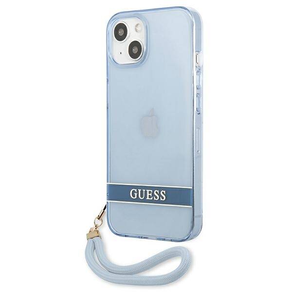 GUESS GUHCP13MHTSGSB IPHONE 13 / 14 / 15 6.1" NIEBIESKI/BLUE HARDCASE TRANSLUCENT STRAP