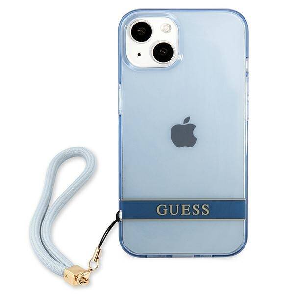 GUESS GUHCP13MHTSGSB IPHONE 13 / 14 / 15 6.1" NIEBIESKI/BLUE HARDCASE TRANSLUCENT STRAP