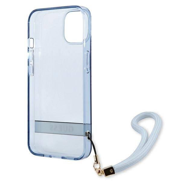 GUESS GUHCP13MHTSGSB IPHONE 13 / 14 / 15 6.1" NIEBIESKI/BLUE HARDCASE TRANSLUCENT STRAP