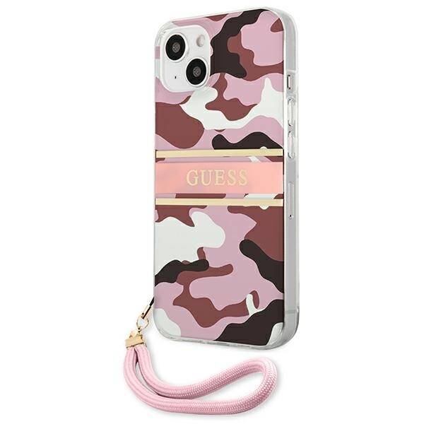 GUESS GUHCP13MKCABPI IPHONE 13 / 14 / 15 6.1" RÓŻOWY/PINK HARDCASE CAMO STRAP COLLECTION