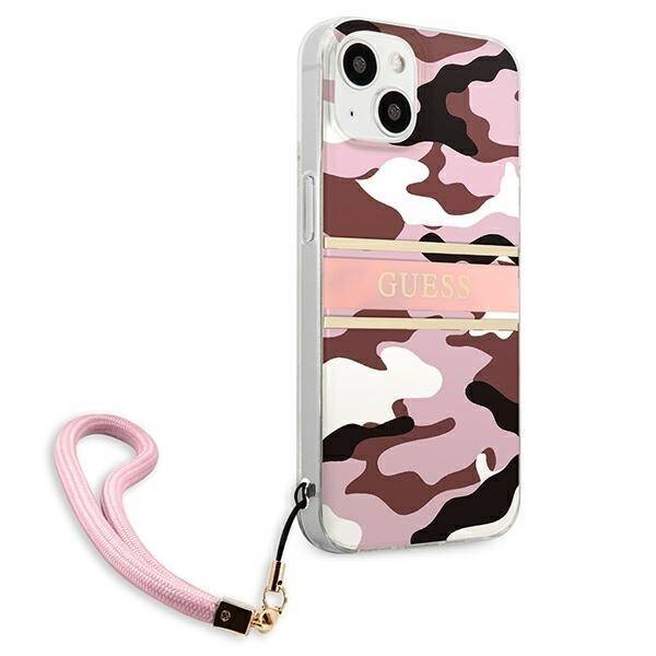 GUESS GUHCP13MKCABPI IPHONE 13 / 14 / 15 6.1" RÓŻOWY/PINK HARDCASE CAMO STRAP COLLECTION