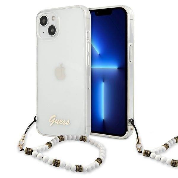 GUESS GUHCP13MKPSWH IPHONE 13 / 14 / 15 6.1" TRANSPARENT HARDCASE WHITE PEARL