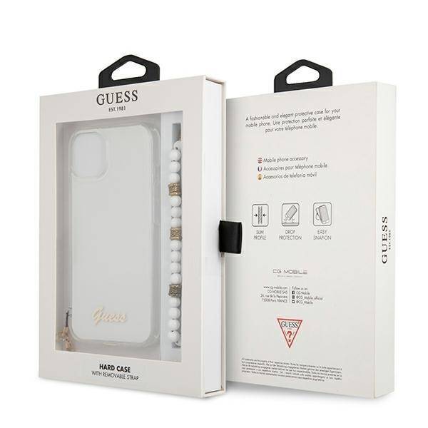 GUESS GUHCP13MKPSWH IPHONE 13 / 14 / 15 6.1" TRANSPARENT HARDCASE WHITE PEARL