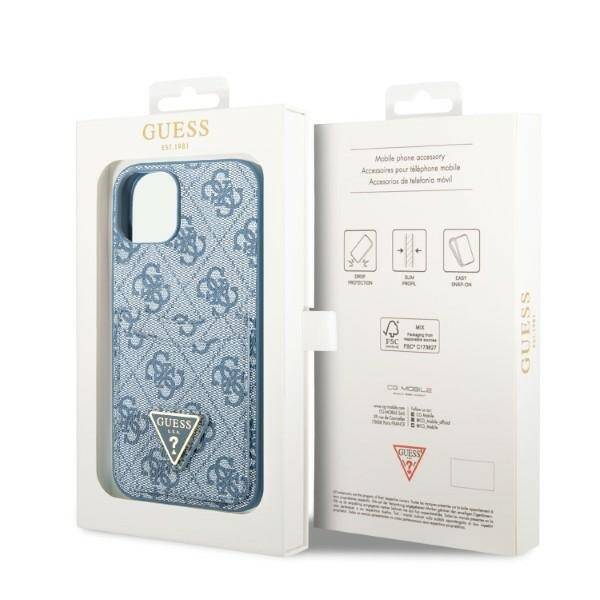 GUESS GUHCP13MP4TPB IPHONE 13 / 14 / 15 6.1" NIEBIESKI/BLUE HARDCASE 4G TRIANGLE LOGO CARDSLOT