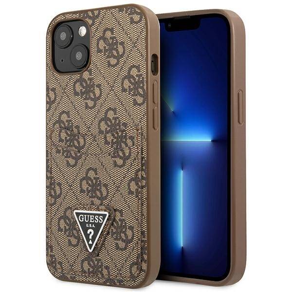 GUESS GUHCP13MP4TPW IPHONE 13 / 14 / 15 6.1" BRĄZOWY/BROWN HARDCASE 4G TRIANGLE LOGO CARDSLOT