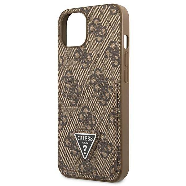 GUESS GUHCP13MP4TPW IPHONE 13 / 14 / 15 6.1" BRĄZOWY/BROWN HARDCASE 4G TRIANGLE LOGO CARDSLOT