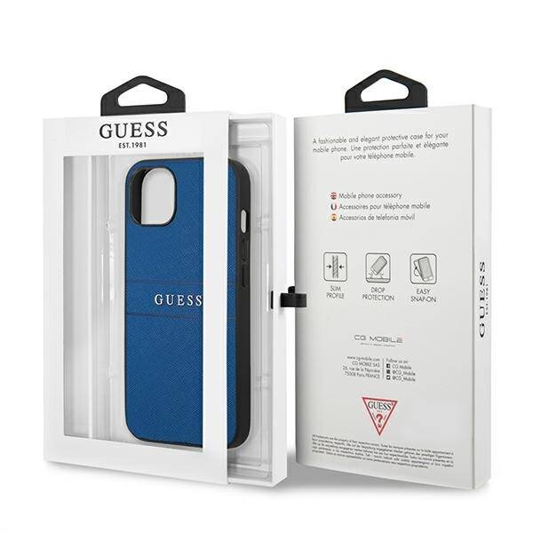 GUESS GUHCP13MPSASBBL IPHONE 13 / 14 / 15 6.1" NIEBIESKI/BLUE SAFFIANO STRAP